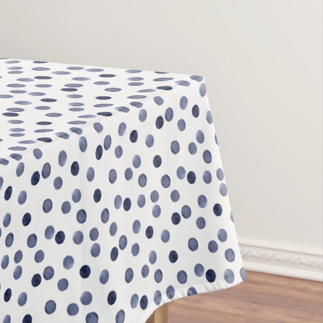 Blue polka dot . watercolor tablecloth (In Situ)