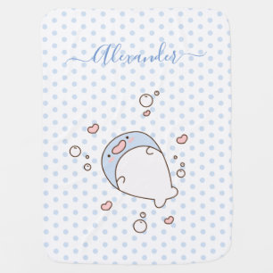Blue Polka Dot Whale Baby Blankets