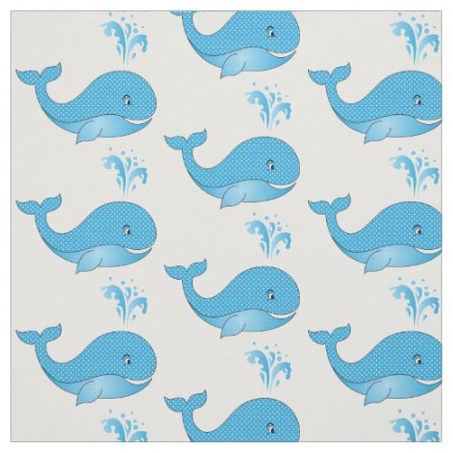 Blue Polka Dot Whales  Changeable Background Fabric