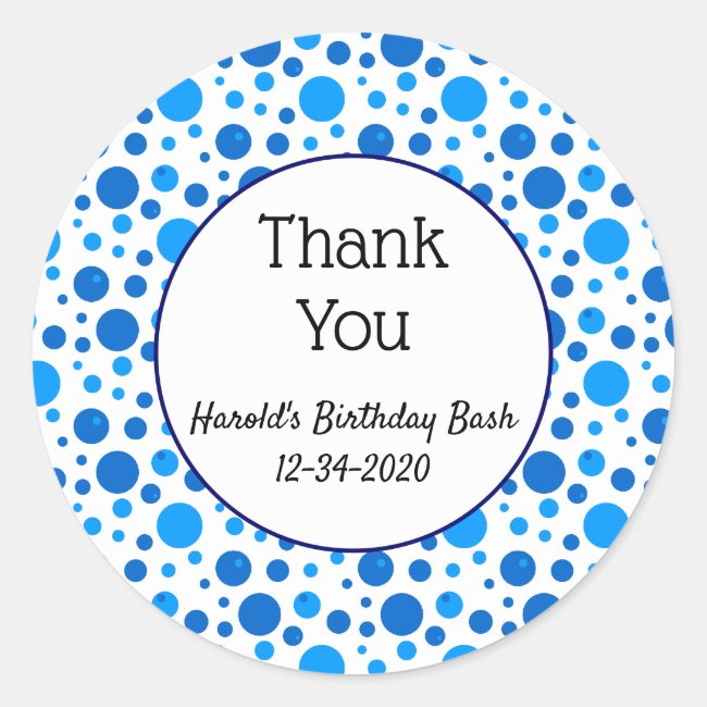 Blue Polka Dots and Circles Custom Thank You
