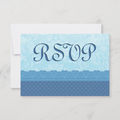 Blue Polka Dots and Lace Custom Wedding Product Personalized Announcements