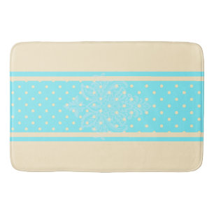 Blue polka dots and yellow bath mat