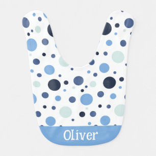 Blue Polka dots Baby Boy name Bib