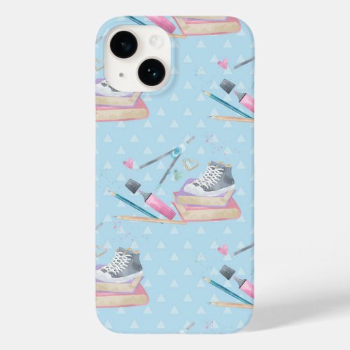 blue Polka dots back to school watercolor  Case_Mate iPhone 14 Case