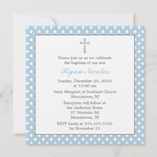 Polka Dots Baptism Invitations