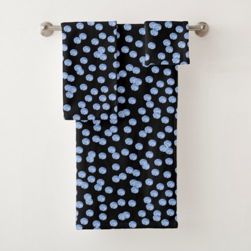Blue Polka Dots Bathroom Towel Set