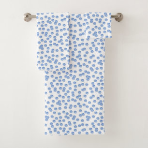 Blue Polka Dots Bathroom Towel Set