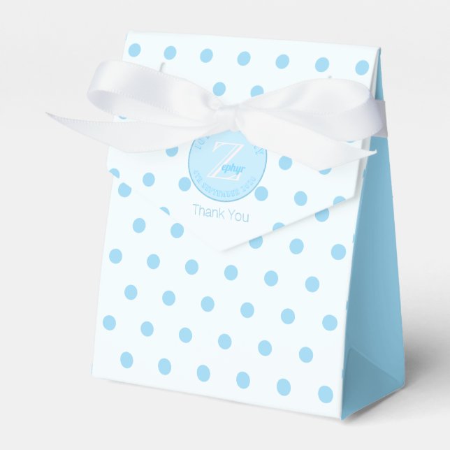 Blue Polka Dots Bluish White Favor Box (Front Side)