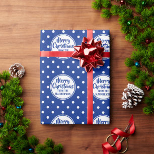 Blue Polka Dots Christmas Wrapping Paper
