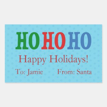 Blue Polka Dots Custom Christmas Gift Label / Tag by thechristmascardshop at Zazzle