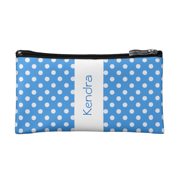 Blue Polka Dots Custom Gift Item P027 Cosmetics Bags