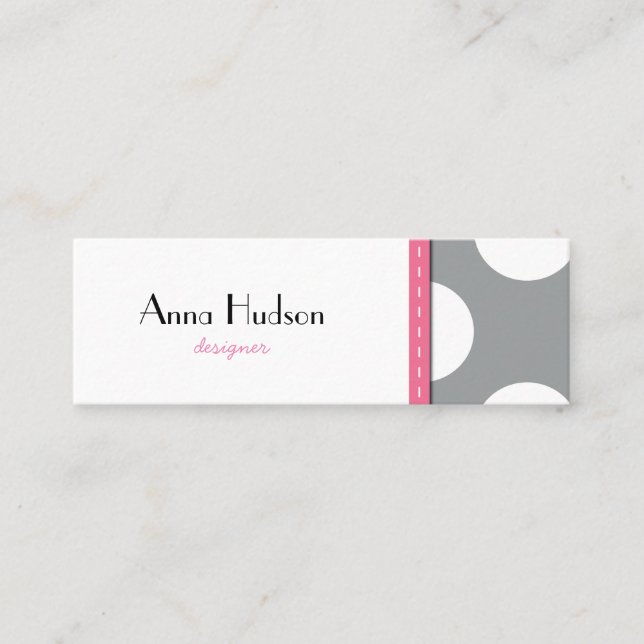 Blue Polka Dots, Gray Polka Dots, Dotted Pattern Mini Business Card (Front)