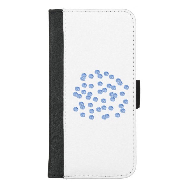 Blue Polka Dots iPhone 8Plus/7Plus Wallet Case (Front)