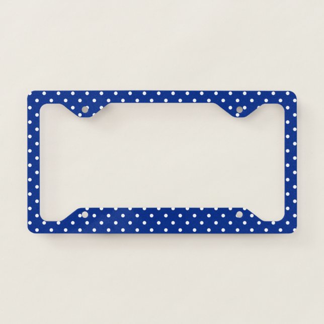 Blue Polka Dots License Plate Frame (Front)