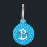 Blue Polka Dots Monogram Name Address Pet ID Tag<br><div class="desc">This preppy design features a pattern of random polka dots and a monogram in the background. Click the customize button for more flexibility in modifying the text! Variations of this design as well as coordinating products are available in our shop, zazzle.com/store/doodlelulu. Contact us if you need this design applied to...</div>