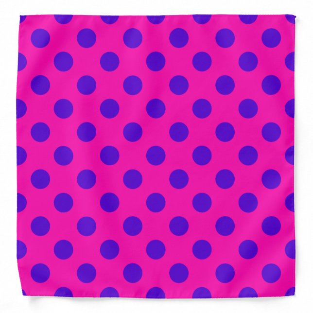 Blue polka dots on fuchsia bandana (Front)