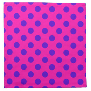 Blue polka dots on fuchsia cloth napkin