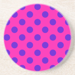 Blue polka dots on fuchsia coaster