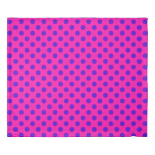 Blue polka dots on fuchsia duvet cover