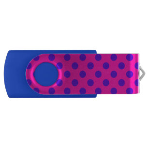 Blue polka dots on fuchsia flash drive