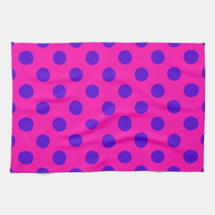 Blue polka dots on fuchsia kitchen towel