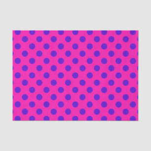 Blue polka dots on fuchsia tissue paper