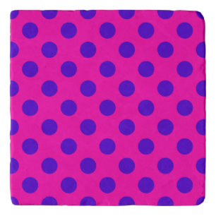 Blue polka dots on fuchsia trivet