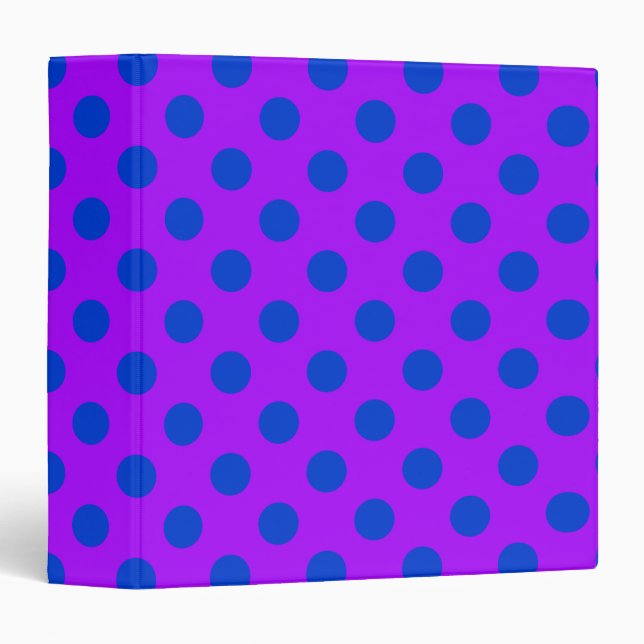 Blue polka dots on purple 3 ring binder (Front/Spine)