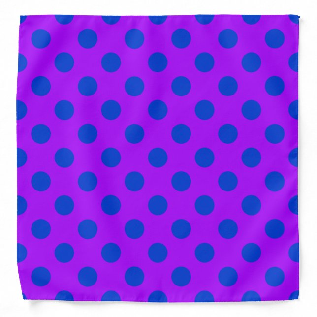 Blue polka dots on purple bandana (Front)