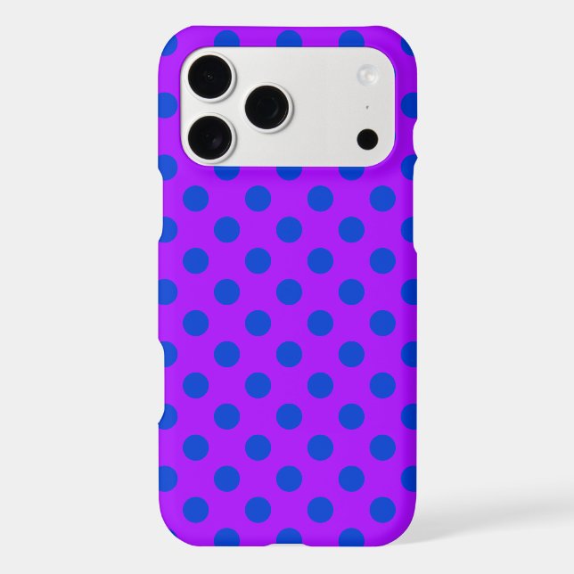 Blue polka dots on purple Case-Mate iPhone case (Back)