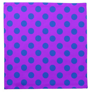 Blue polka dots on purple cloth napkin