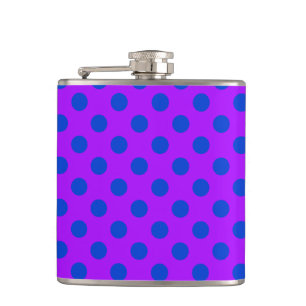 Blue polka dots on purple flask
