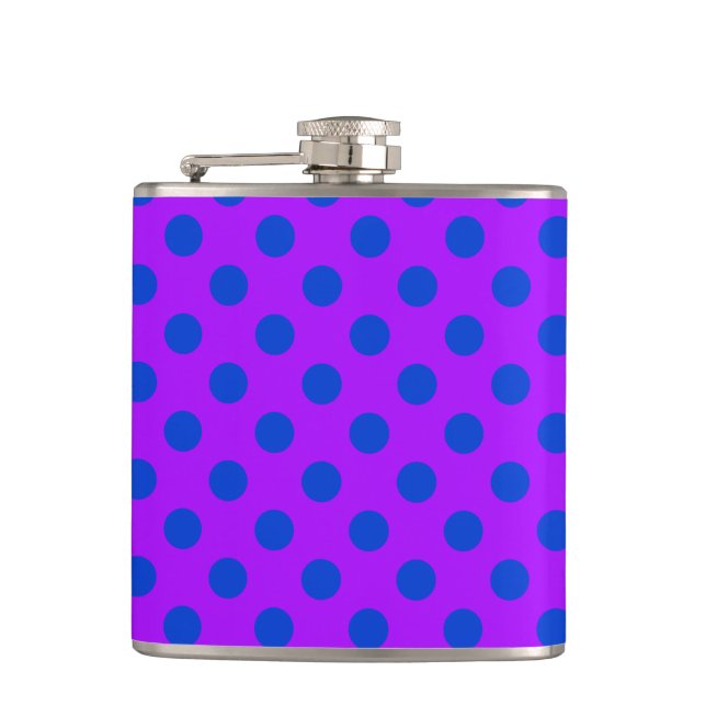 Blue polka dots on purple flask (Front)