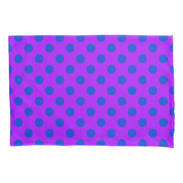 Blue polka dots on purple pillowcase (Front)