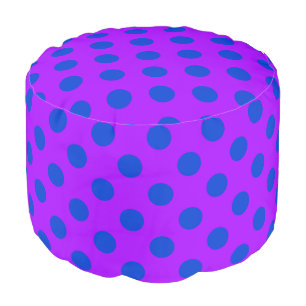 Blue polka dots on purple pouf