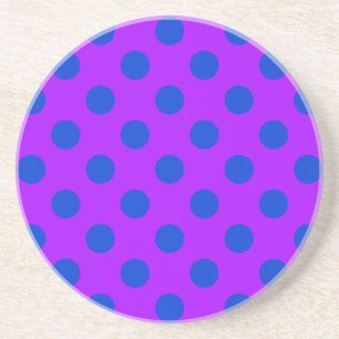 Blue polka dots on purple sandstone coaster