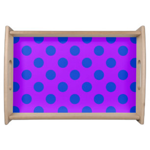 Blue polka dots on purple serving tray