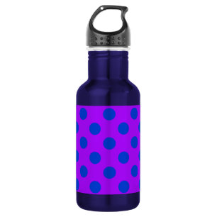 Blue polka dots on purple stainless steel water bottle