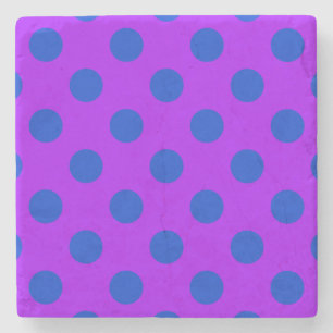 Blue polka dots on purple stone coaster