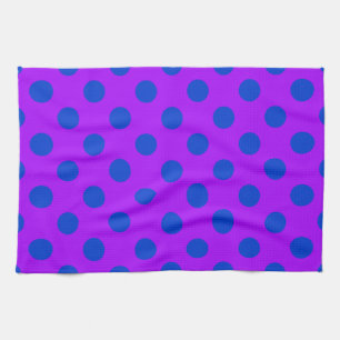 Blue polka dots on purple towel