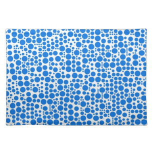 Blue Polka Dots on White Background Placemat