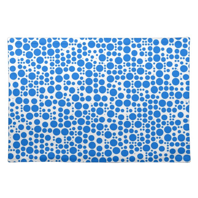 Blue Polka Dots on White Background Placemat (Front)
