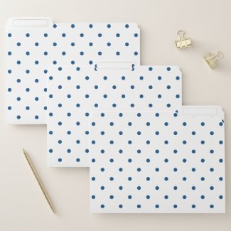 Blue Polka Dots on White Pattern File Folder