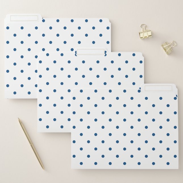Blue Polka Dots on White Pattern File Folder (Set)