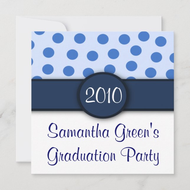 Blue Polka Dots Party Invitations (Front)