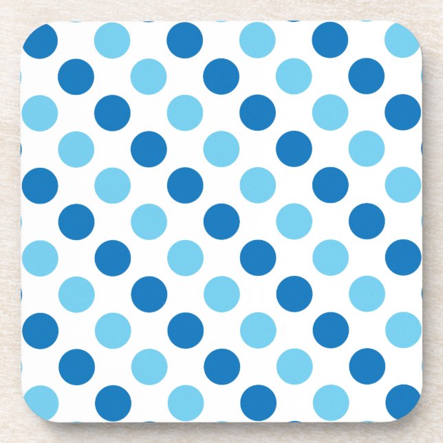 Blue polka dots pattern drink coaster (Front)