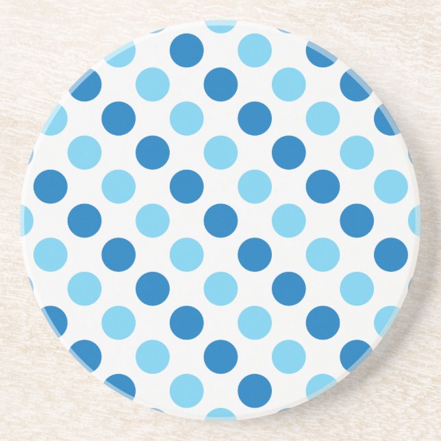 Blue polka dots pattern sandstone coaster (Front)