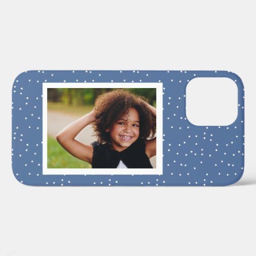 Blue Polka Dots Personalized Photo iPhone 12 Case