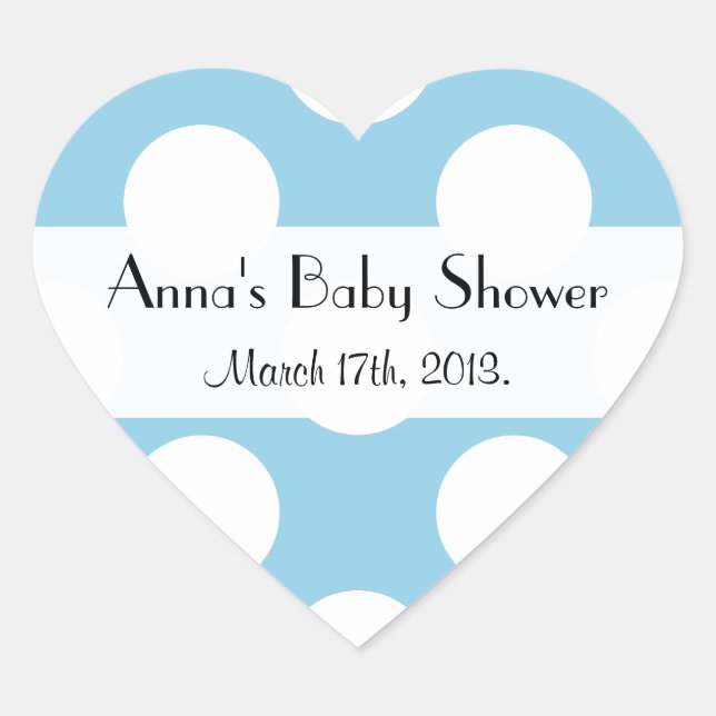 Blue Polka Dots, Polka Dot Pattern, Baby Shower Heart Sticker (Front)