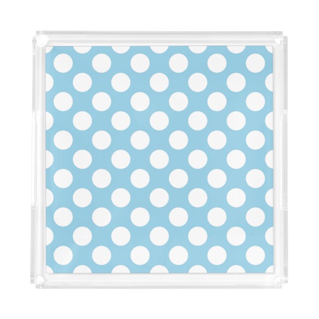 Blue Polka Dots, Polka Dot Pattern, Dots, Dotted Acrylic Tray (Front)